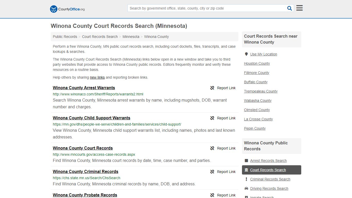 Court Records Search - Winona County, MN (Adoptions, Criminal, Child ...
